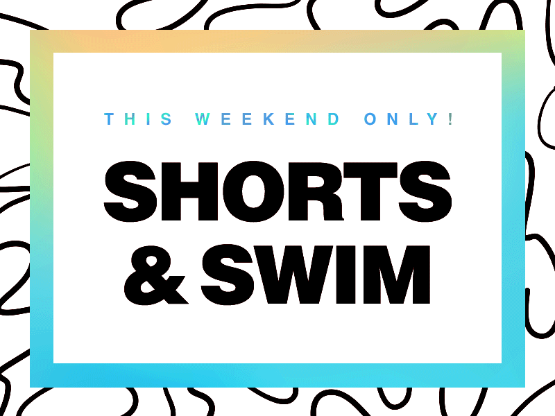 Shorts + Swim Email - Hero Graphic gif gradient pattern rainbow sale typography