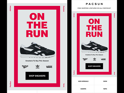 PACSUN Men's "On the Run" Sneaker Email email fashion layout typography