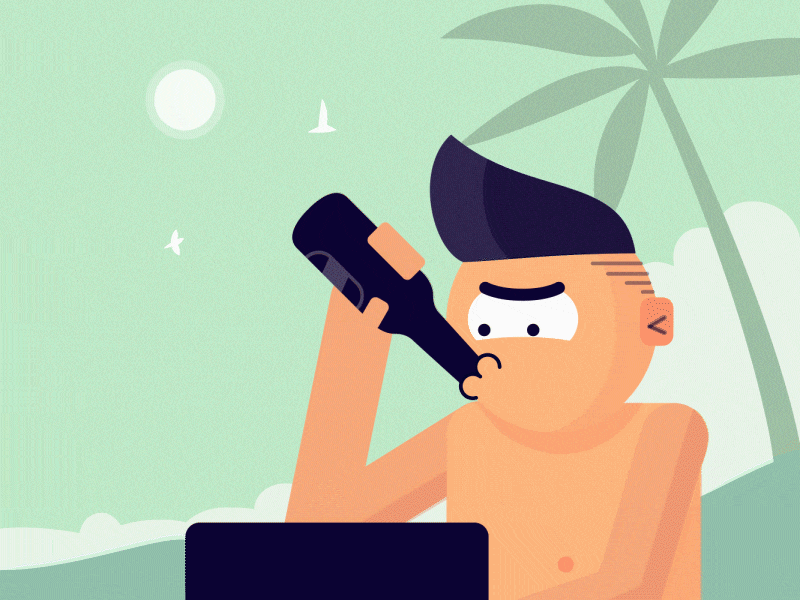 My favourite working pants are no pants! 🩳 animation beach beer character coffee freelancer illustration motion design remote work