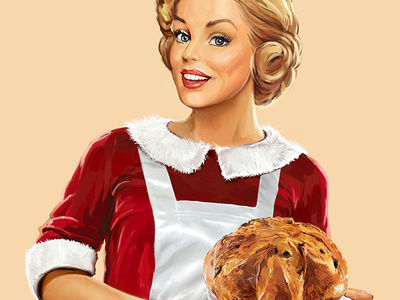 Panettone. food illustration package paint pin-up 2d art poster photoshop pin up print oldschool gerl vintage character branding wacom illustrator vector design graphic illustration
