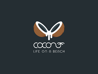 Coconut life on a beach logo 100daychallenge adobe beach brand branding challenge character coconut concept daily 100 challenge dailylogochallenge drink elegant identity lettermark logo logotype style tree typography