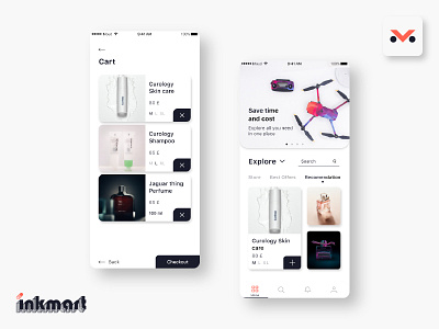 Inkmart Ecommerce Ui Kit checkout design ecommerce home screen identity inkmart interaction market profile ui ux