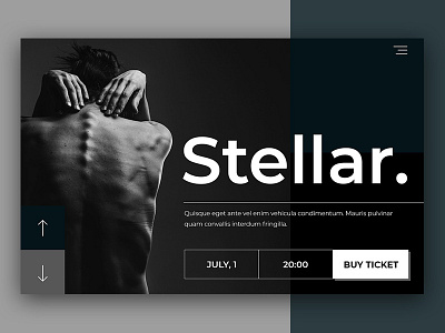 Stellar clean dark design e ticket geometric grid main screen minimalistic ui web website