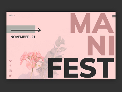 Manifest clean design minimalistic pink typo typography ui web website