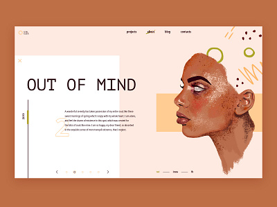 Out of Mind design fashion geometric grid hand draw illustration minimalistic portrait design typography ui ux web website