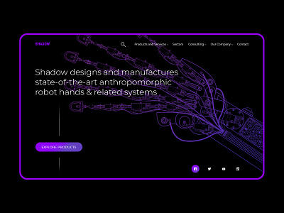 Shadow black design main page minimalistic purple robotics startup tech typography ui ux web website
