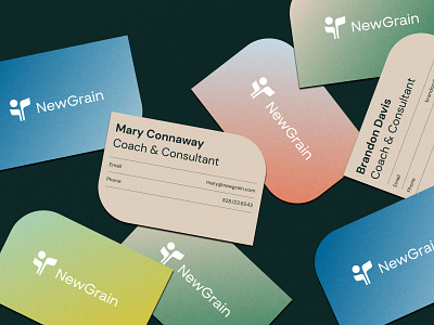 NewGrain Business Cards brand identity branding branding design bright bright color business card business card design gradient green logo