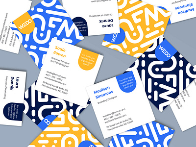 Wedo Business Cards blue brand identity brand pattern bright color business card business card design business cards geometic geometric pattern pattern simple simple design yellow