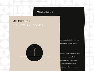 Milkweed Co. Label black brand identity branding design design label label design label packaging logo minimal minimalist minimalist logo muted muted colors natura packaging simple simplicity tan white