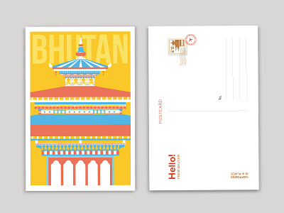 Bhutan adobeillustrator digital illustration flat illustration geometric illustration illustration illustration art illustration design postcards travel travel illustration vector art