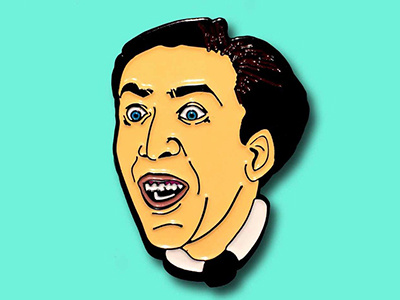 Nicolas Cage Pin art celebrity design digital enamel pin logo nicolas cage pin pop culture vector
