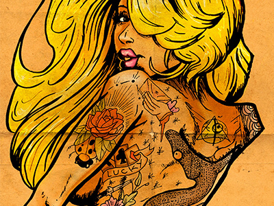 Tattoo Pin Up Sara design digital illustration mix media pinup tattoo