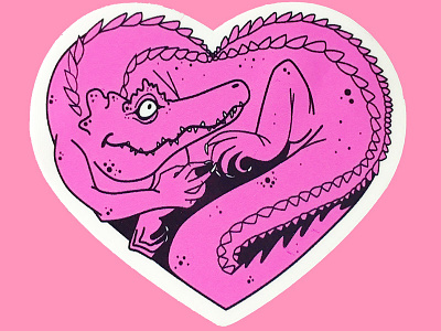 Heartodile Reptile sticker alligator art design digital etsy logo pink reptile sticker