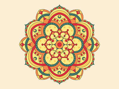 Mandala green illustration mandala orange repetition