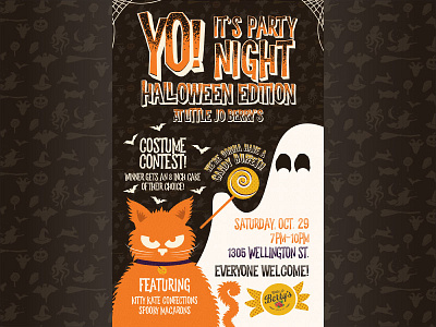 Halloween Party Poster cat color ghost halloween illustration october orange ottawa poster poster design spooky typography