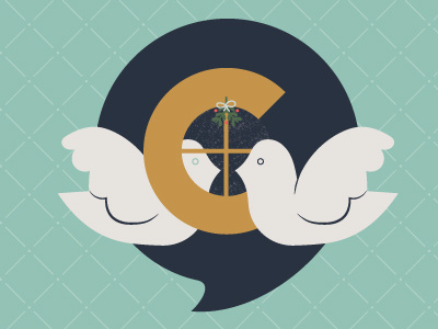 Two Turtle Doves blue christmas design doves gold holidays illustration logo system mistletoe twelve days white
