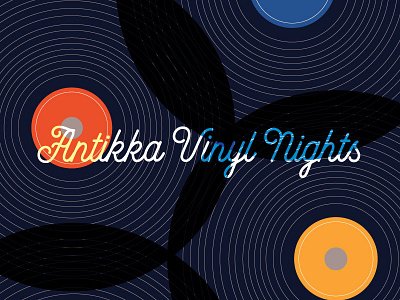 Vinyl Nights blue orange pattern records script texture toronto vinyl