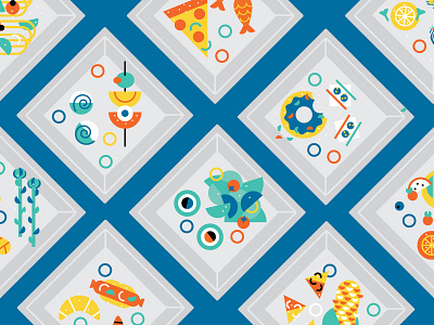 Small Plates abstract appetizers blue colour food illustration plates tapas