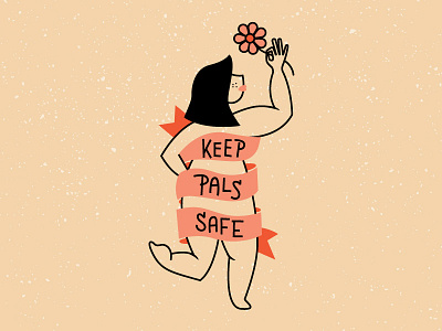 Keep Pals Safe illustration pink ribbon safe woman