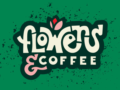Flowers & Coffee 1970s coffee flowers green handletter handlettering lettering lettering logo pink retro texture vintage