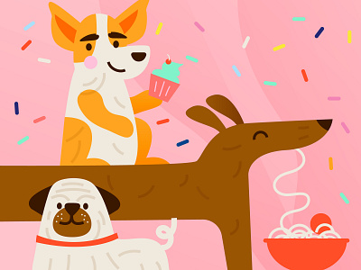 party pups cupcake design dog illustration dogs food illustration pink sprinkle