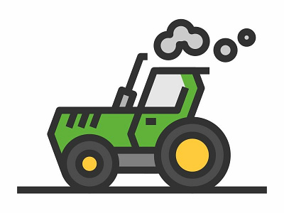Tractor agricultural design exhaust farmer farming green harvest icon illustration machine pipe sign symbol tractor vector