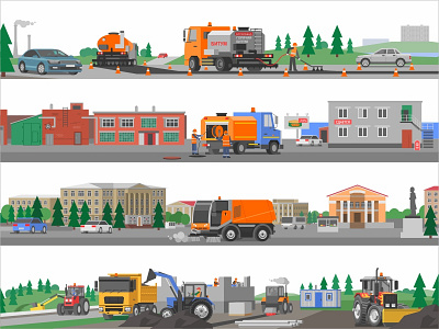 Illustrations for the website asphalt bitumen car construction design distributor dump dumptruck equipment illustration road tipper tractor truck vector