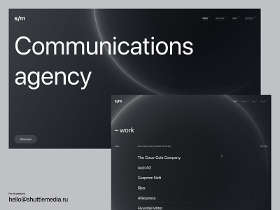 Shuttle Media agency branding communications design illustration landing logo project ui web website work