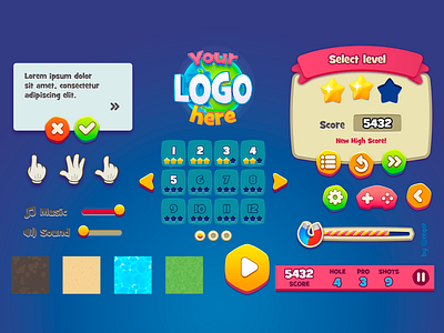 Casual game UI KIT app casual games gameart icon interface ui uiux ux