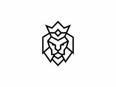 Lion Head + Crown Logo creative monoline