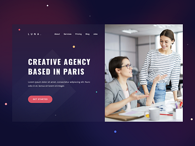 Creative Agency Header agency color creative easy gradient header hero landing page minimal trendy ui design ux design web template