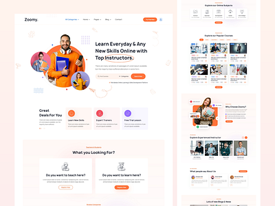 E-Learning Platform Landing Page academy college courses education education center elearning interface kindergarten landing page lms minimal online online courses school tuition tutoring ui design university web template