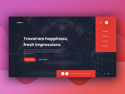 TRAVEL MANIA - Web Experimental Project color easy error landing page photoshop simple ui design ux design web template