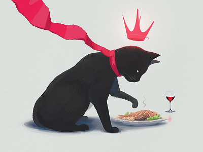 Prince of darkness black cat dinner draw illustration ipadpro procreate