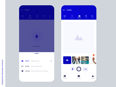 UI design for a social mobile app - Create podcasts | Add Image