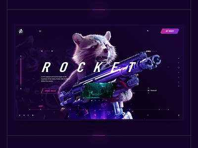 Roket - Avengers - Endgame - 2019 hero interaction interface marvel minimal movie ui uidesign web webdesign