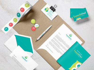 LunchOwl Brand Collateral brand identity collateral graphic design logo