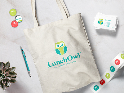 LunchOwl Brand Collateral brand identity collateral graphic design logo