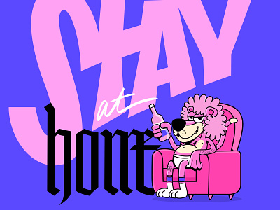 Stay at Home character covid19 lettering type typography