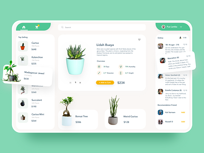 Plant Shop Dashboard add to cart cart clean dashboard template dashboard ui desktop ecommerse green minimal plant pot plant product design store ui ux uiux