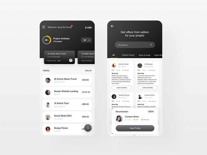 Finding Freelancer App by Hega Putra Pratama for uxmarker on Dribbble