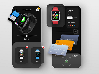 Apple watch app with new card concept apple apple watch apps buy card dark dark app elegant finger scanner ios luxury mobile payment product simple simple clean interface smartwatch ui ux watch