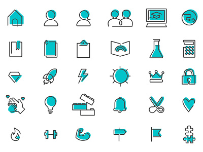 One path icon set icons offset color one line