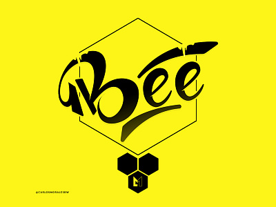 Bee bee black digital hand lettering lettering yellow