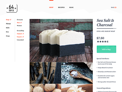 64 Soap CO. - Product Page minimal product ui web