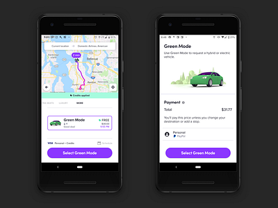 Lyft Green Mode android business car climate climatechange electric enviroment green ios lyft mobile portland seattle tesla