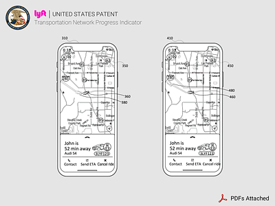 Lyft Patent: Transit Network Progress Indicators android app arrival arrive design ios lyft mobile network patent patents rideshare traffic waiting