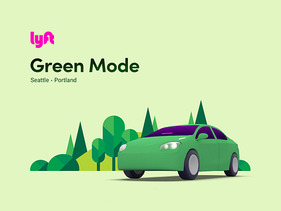 Lyft Green Mode android app climate change electric electric car environment green illustration ios lyft mobile rideshare selector tesla