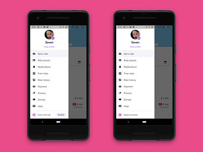 Lyft Driver Self-referral Navdrawer Row