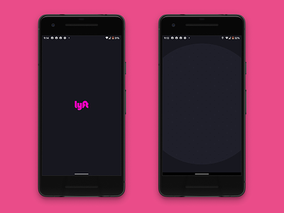Lyft Android Splash Black android animated animation cool dark dark mode design impact impression lyft mobile start style ui